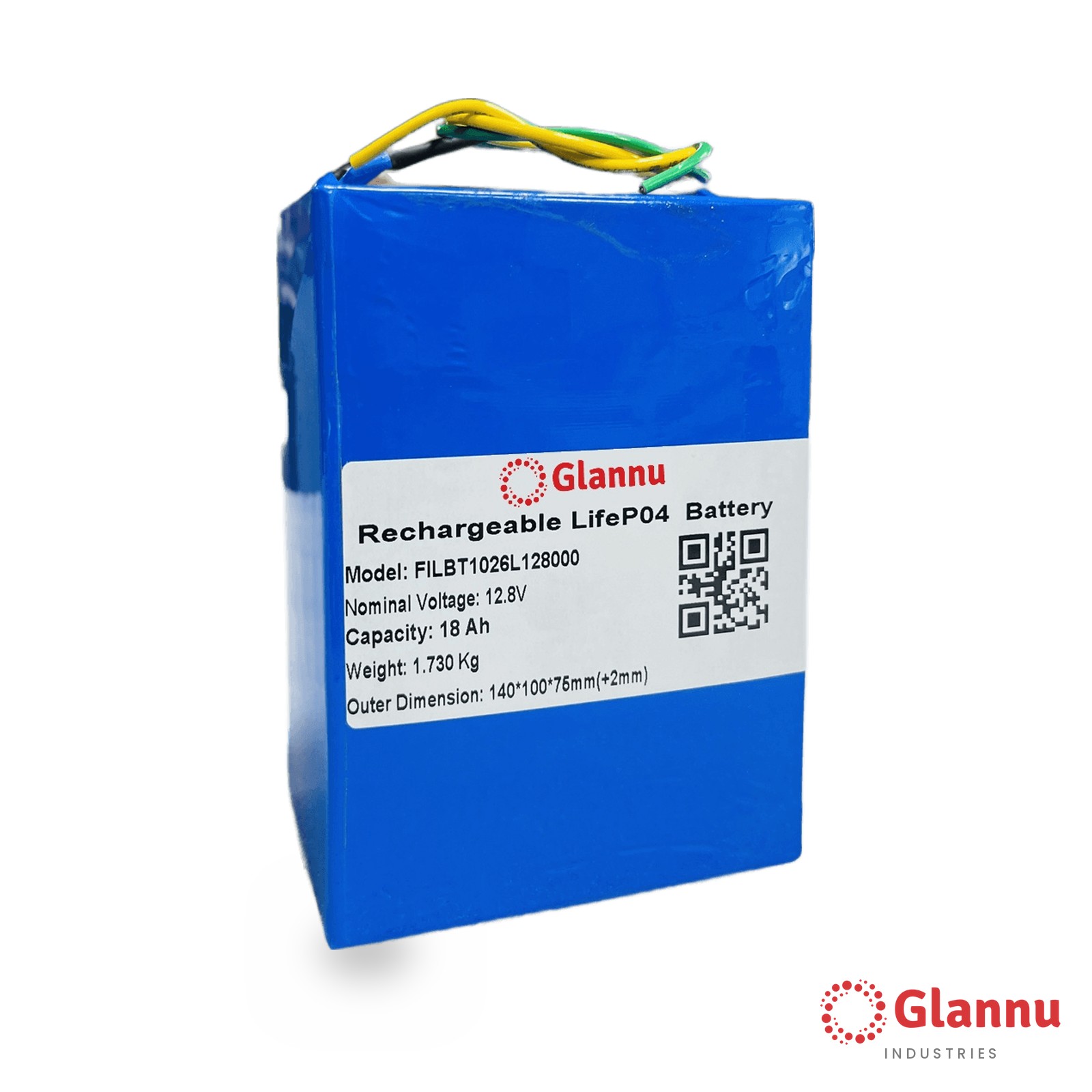 12V 18Ah LiFePO4 Lithium Battery Pack – Glannu 12.8V Soft Pack, 10A BMS (1218) - Image 2