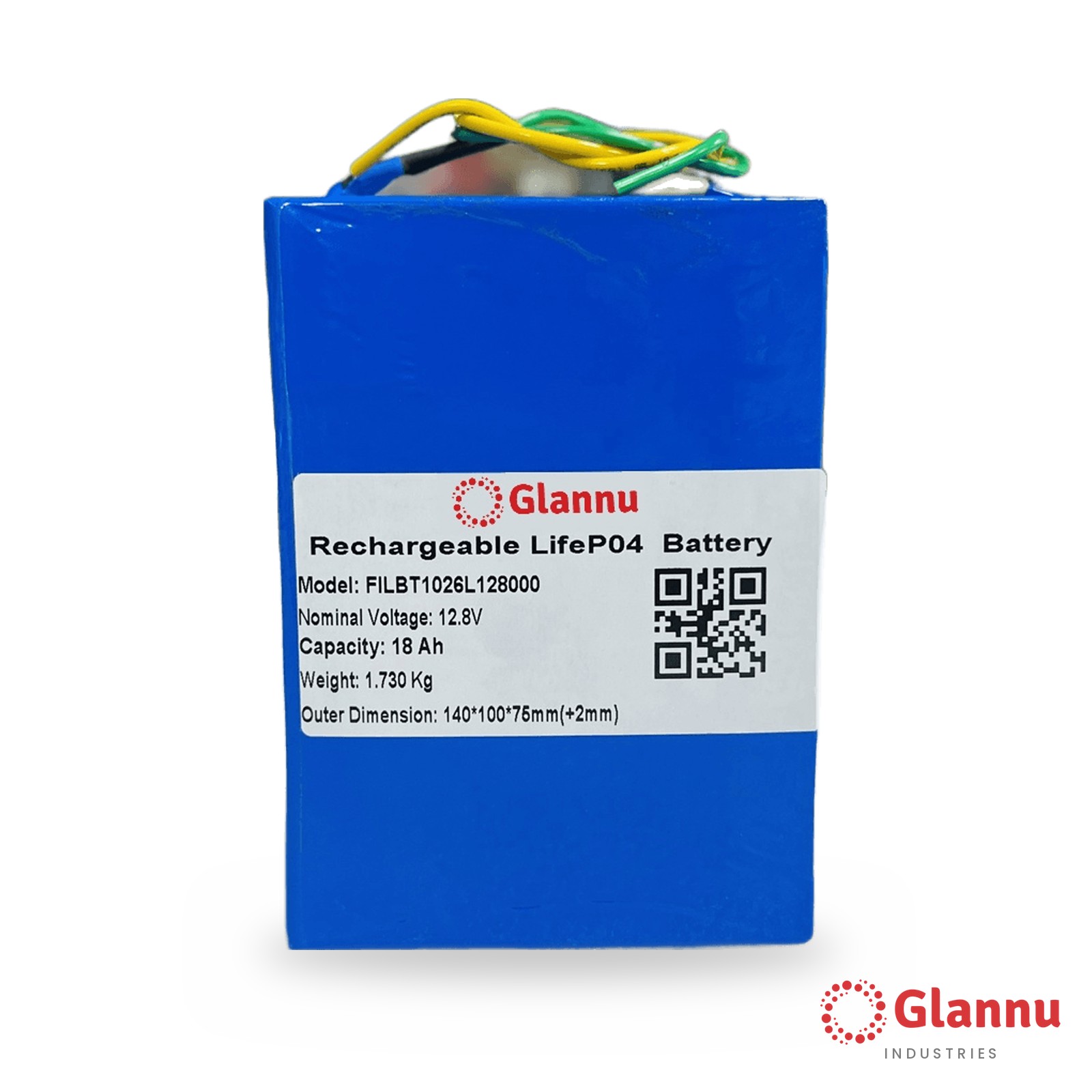 12V 18Ah LiFePO4 Lithium Battery Pack – Glannu 12.8V Soft Pack, 10A BMS (1218) - Image 3