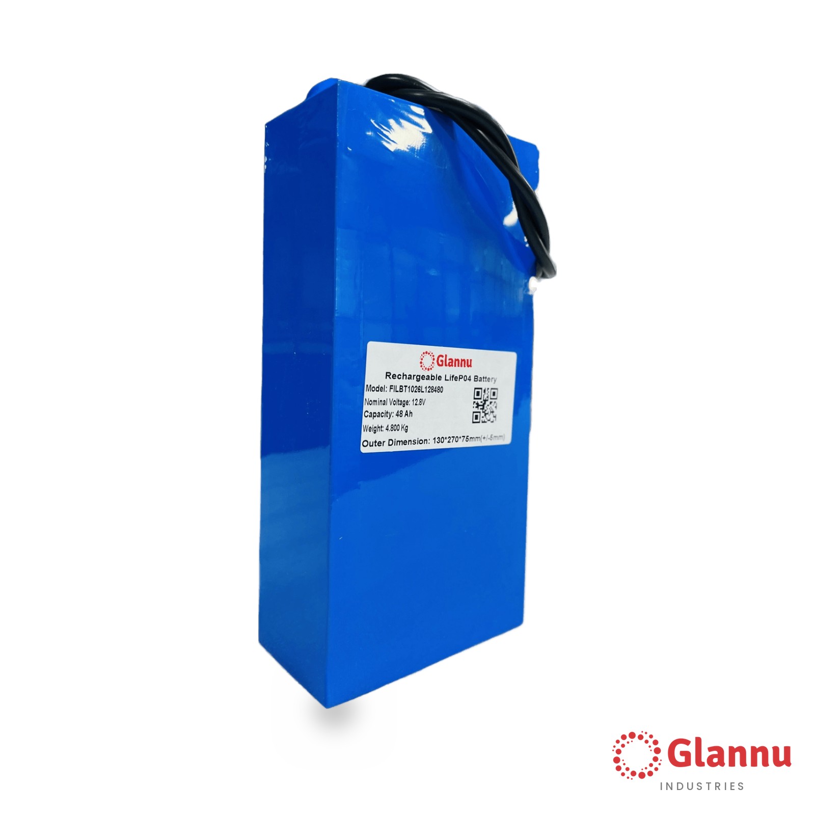 12V 48Ah LiFePO4 Lithium Battery Pack – Glannu 12.8V Soft Pack, 20A BMS (1248) - Image 3