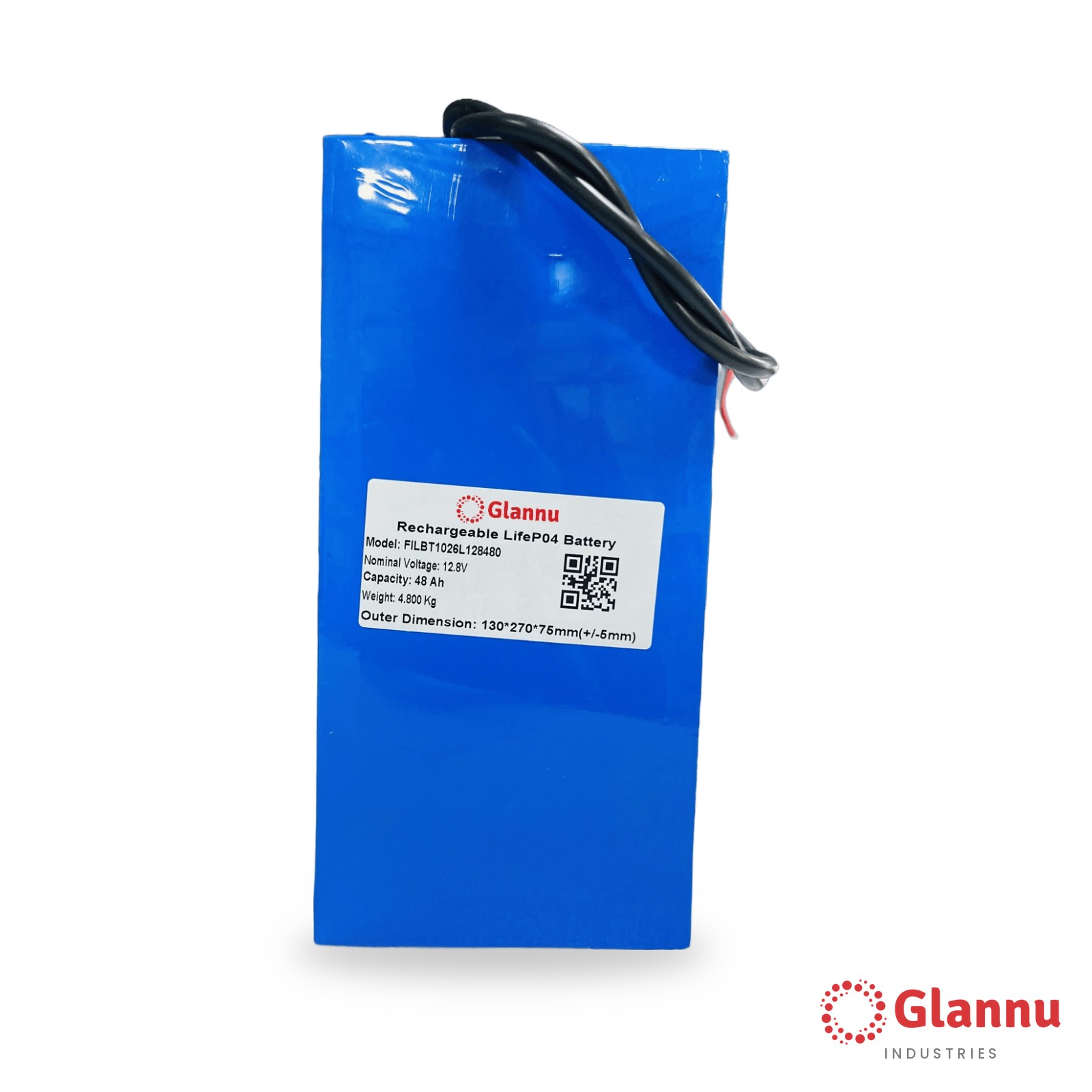 12V 48Ah LiFePO4 Lithium Battery Pack – Glannu 12.8V Soft Pack, 20A BMS (1248) - Image 2