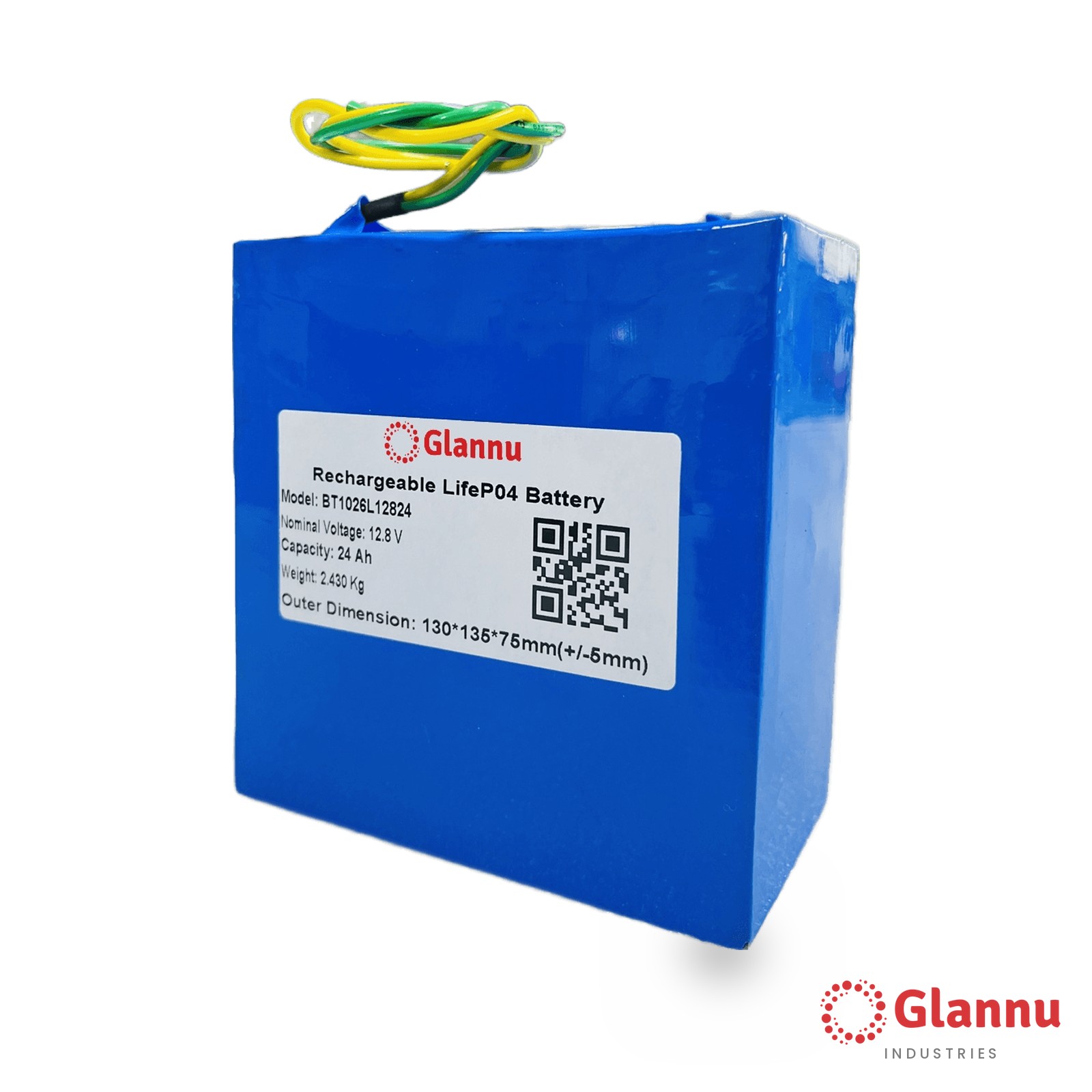 12V 24Ah LiFePO4 Lithium Battery Pack – Glannu 12.8V Soft Pack, 10A BMS (1224) - Image 3