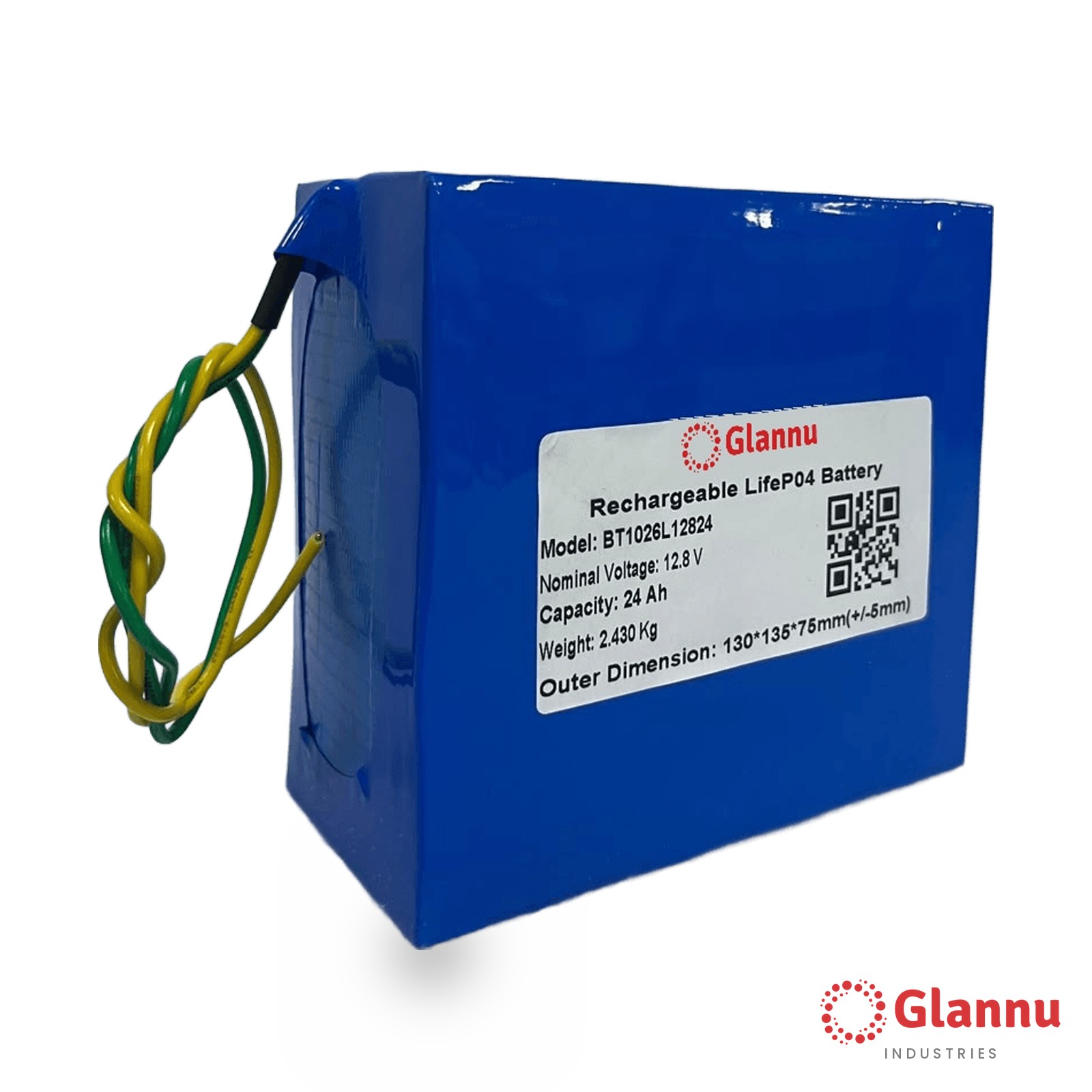 12V 24Ah LiFePO4 Lithium Battery Pack – Glannu 12.8V Soft Pack, 10A BMS (1224) - Image 5