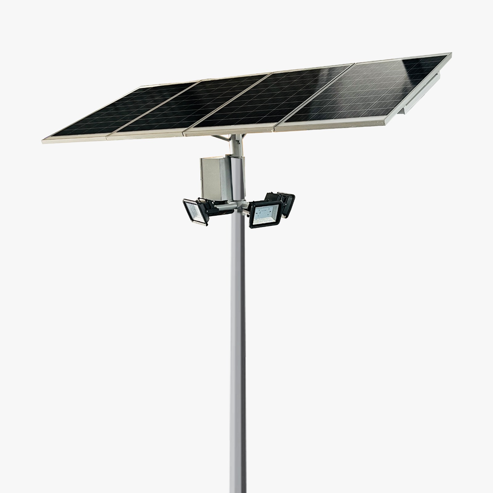 Solar Flood Light High Mast 50W x 4 Light 12.8V 60Ah x 4 Battery 200Wp x 4 Solar Panel (One Day Autonomy)