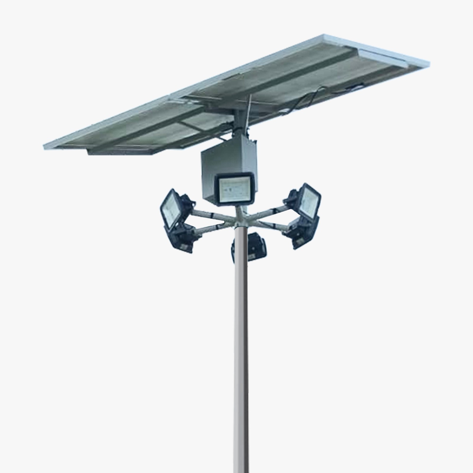 Solar Flood Light High Mast 50W x 4 Light 12.8V 48Ah x 4 Battery 125Wp x 4 Solar Panel