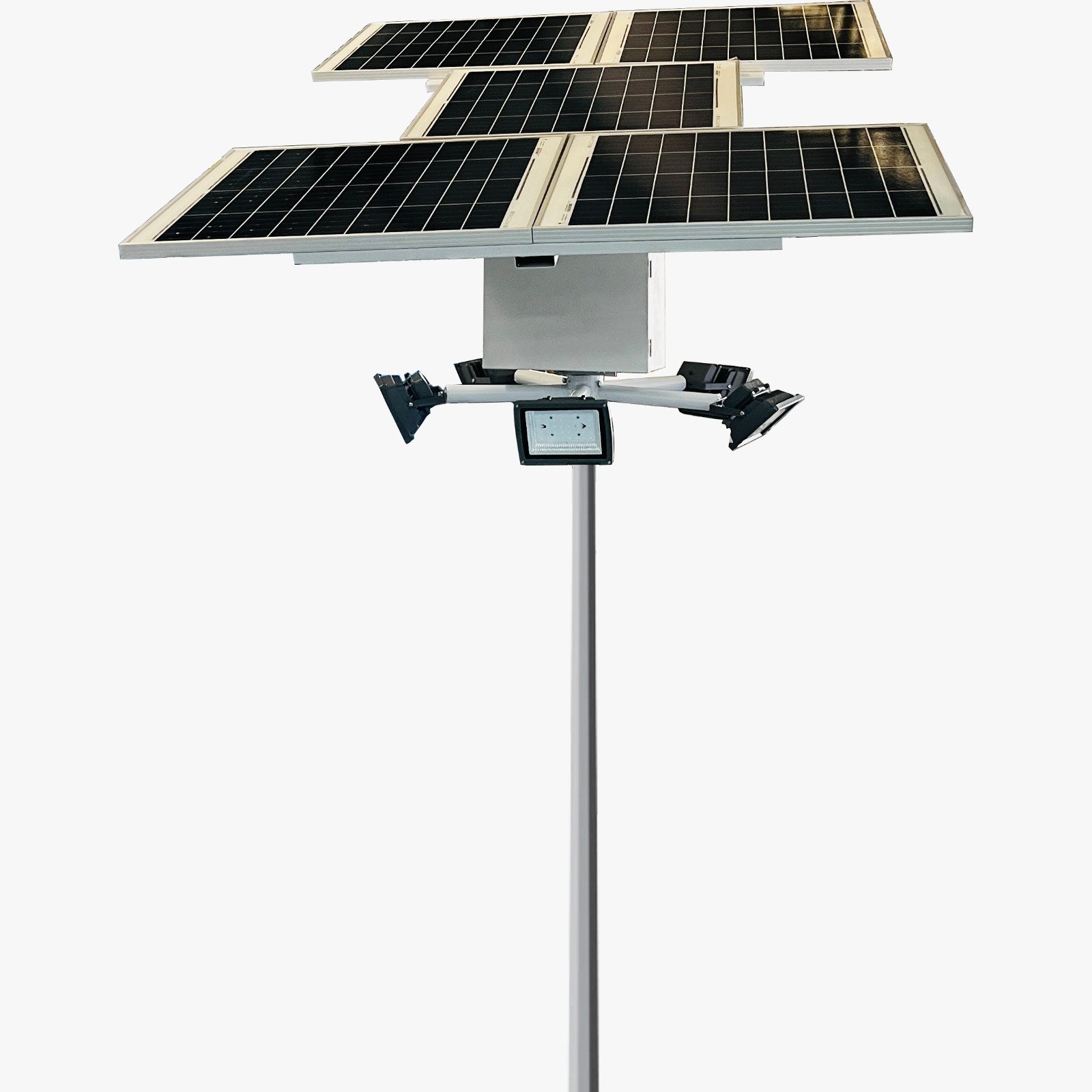 Solar Flood Light High Mast 20W x 5 Light 12.8V 60Ah x 5 Battery 80Wp x 5 Solar Panel 3