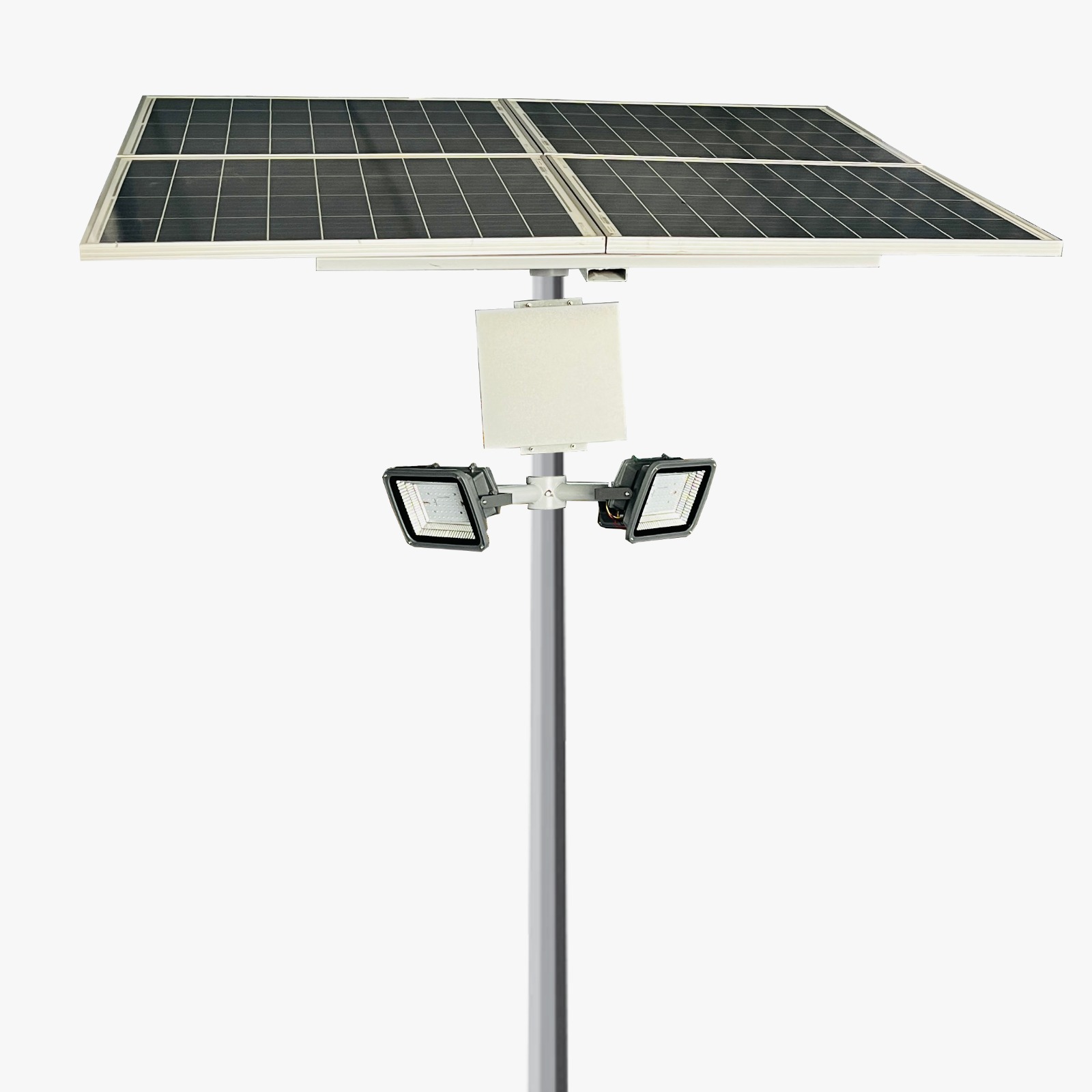 Solar Flood Light High Mast 30W x 2 Light 12.8V 78Ah Battery 165Wp x 2 Solar Panel with 6M RO Pole
