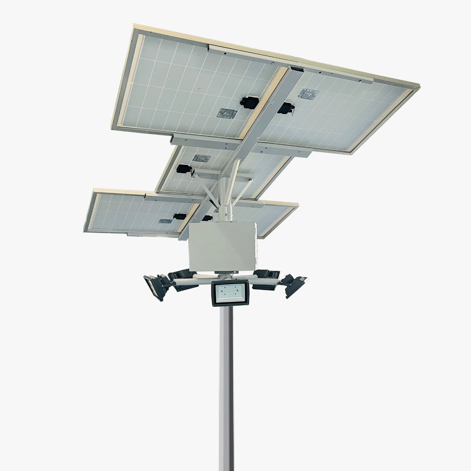 Solar Flood Light High Mast 100W x 5 Light 25.6V 60Ah x 5 Battery 400Wp x 5 Solar Panel (One Day Autonomy) 3