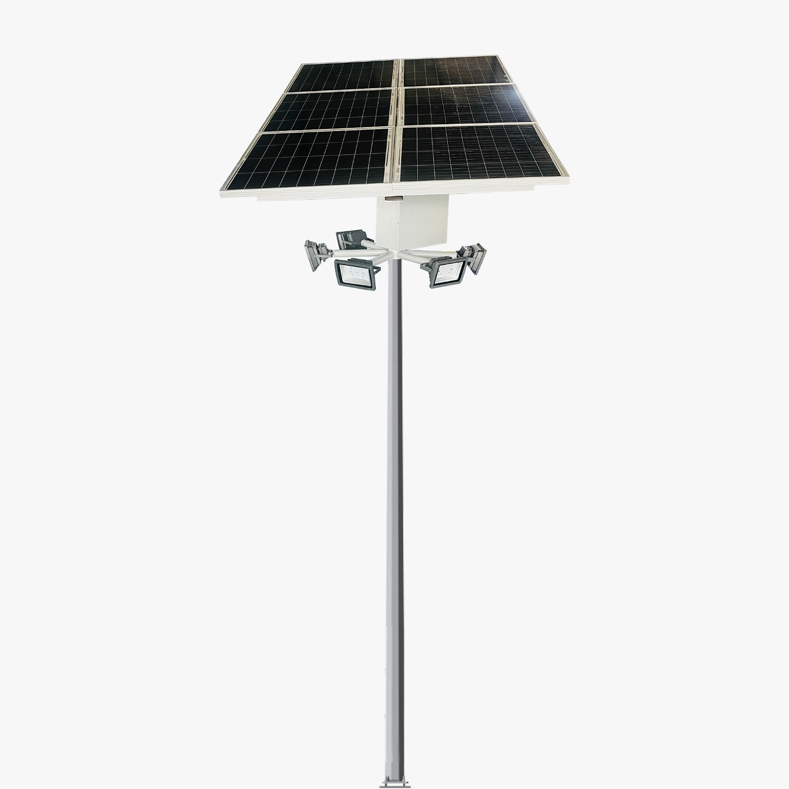 Solar Flood Light High Mast 50W x 6 Light 12.8V 60Ah x 6 Battery 200Wp x 6 Solar Panel (One Day Autonomy)