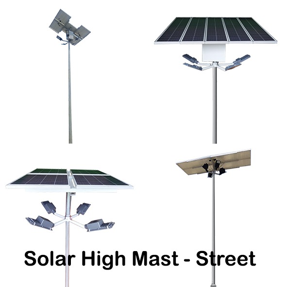 Solar Street Light High Mast 30W x 2 Light 12.8V 78Ah Battery 165Wp Solar Panel 2