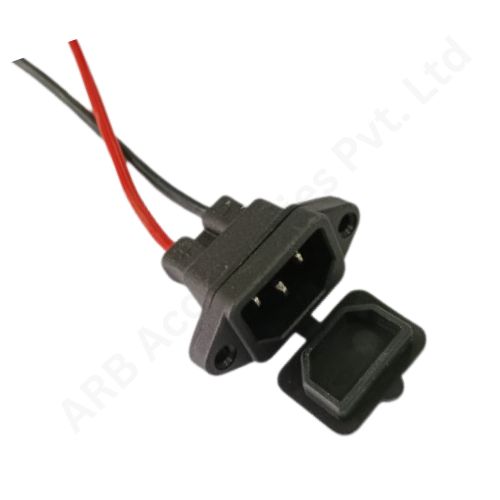 IEC MALE CONNECTER -RUBBER CAP WITH 15CM 14AWG WIRE (79cf)