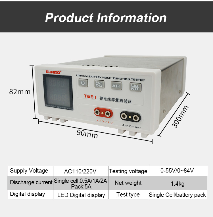 BATTERY CAPACITY TESTER SUNKKO T-681 (84V) (811a) - Image 5