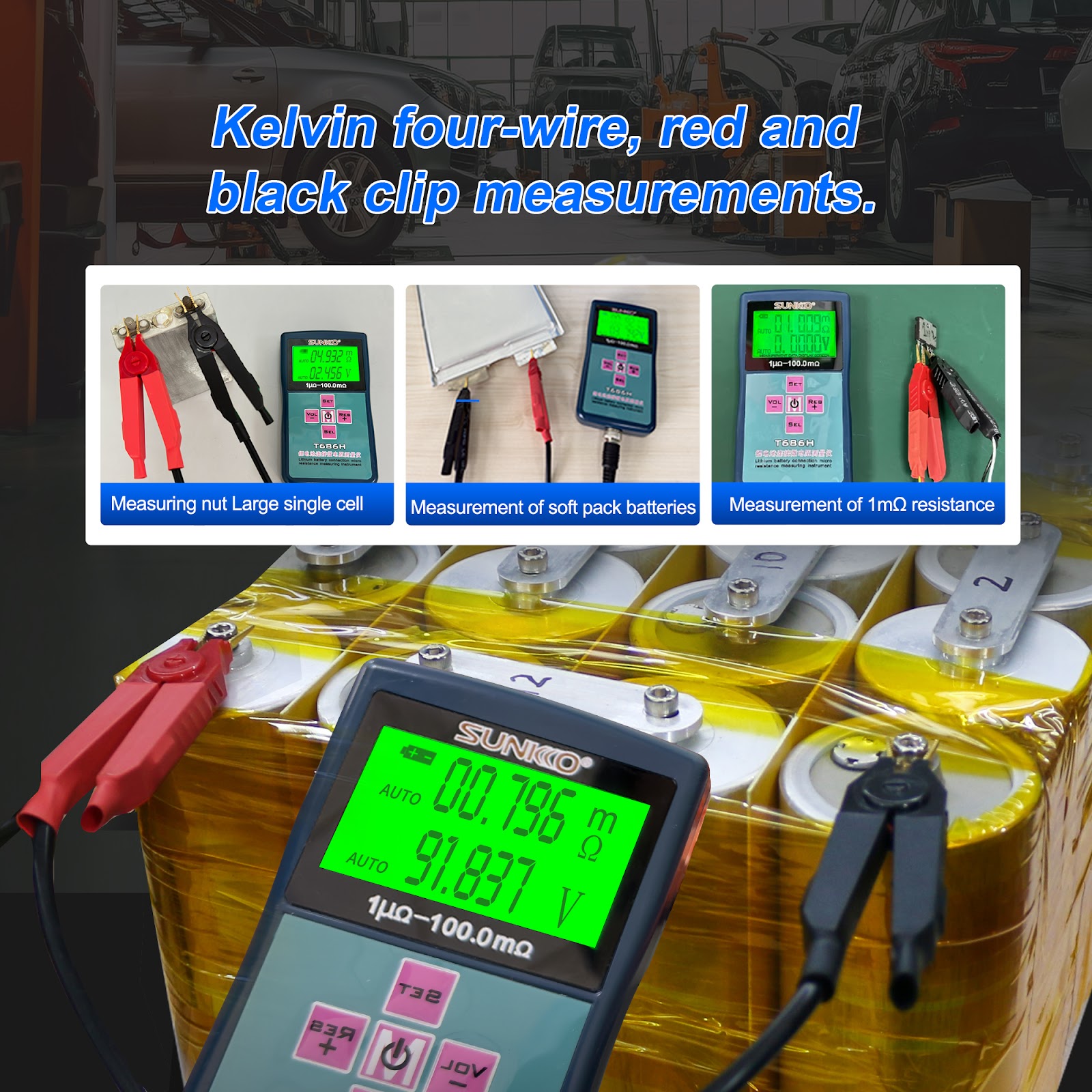INTERNAL RESISTANCE TESTER SUNKKO T686H (b30f) - Image 3
